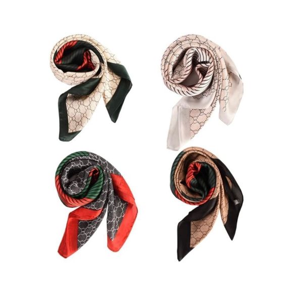 New Gucci*like Scarves 27.5” Head Scarf Silky Bandana Satin Hair Scarf - Picture 3 of 4